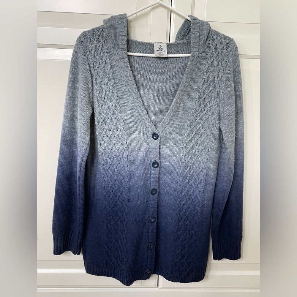 Hooded Ombré Button Closure Cardigan